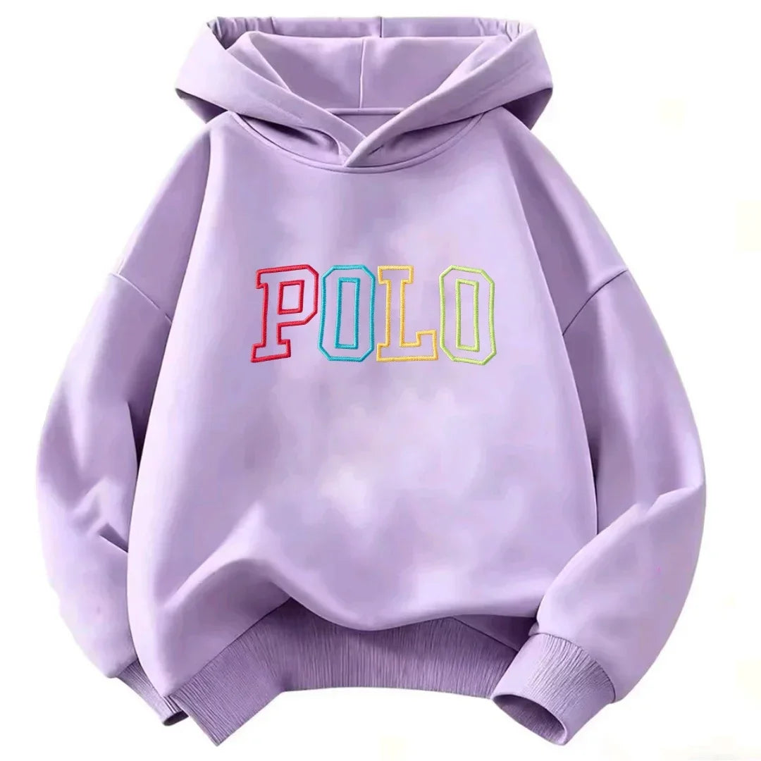 Children Hooded Kids Hoodie Colorful Gradient POLO Letter Print Long Sleeve Pullover Sweatshirt Boy Girl Casual Autumn Outerwear
