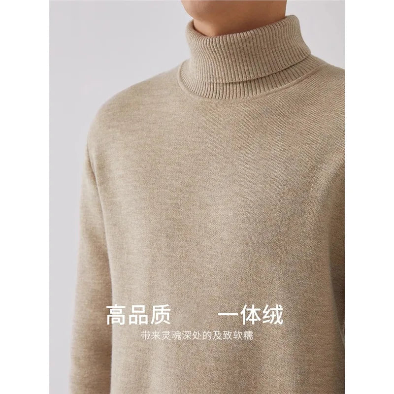 Men’s Thermal Fleece High-Neck Knitted Sweater