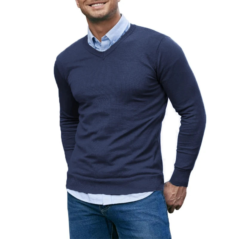 Slim V-Neck Knit Pullover