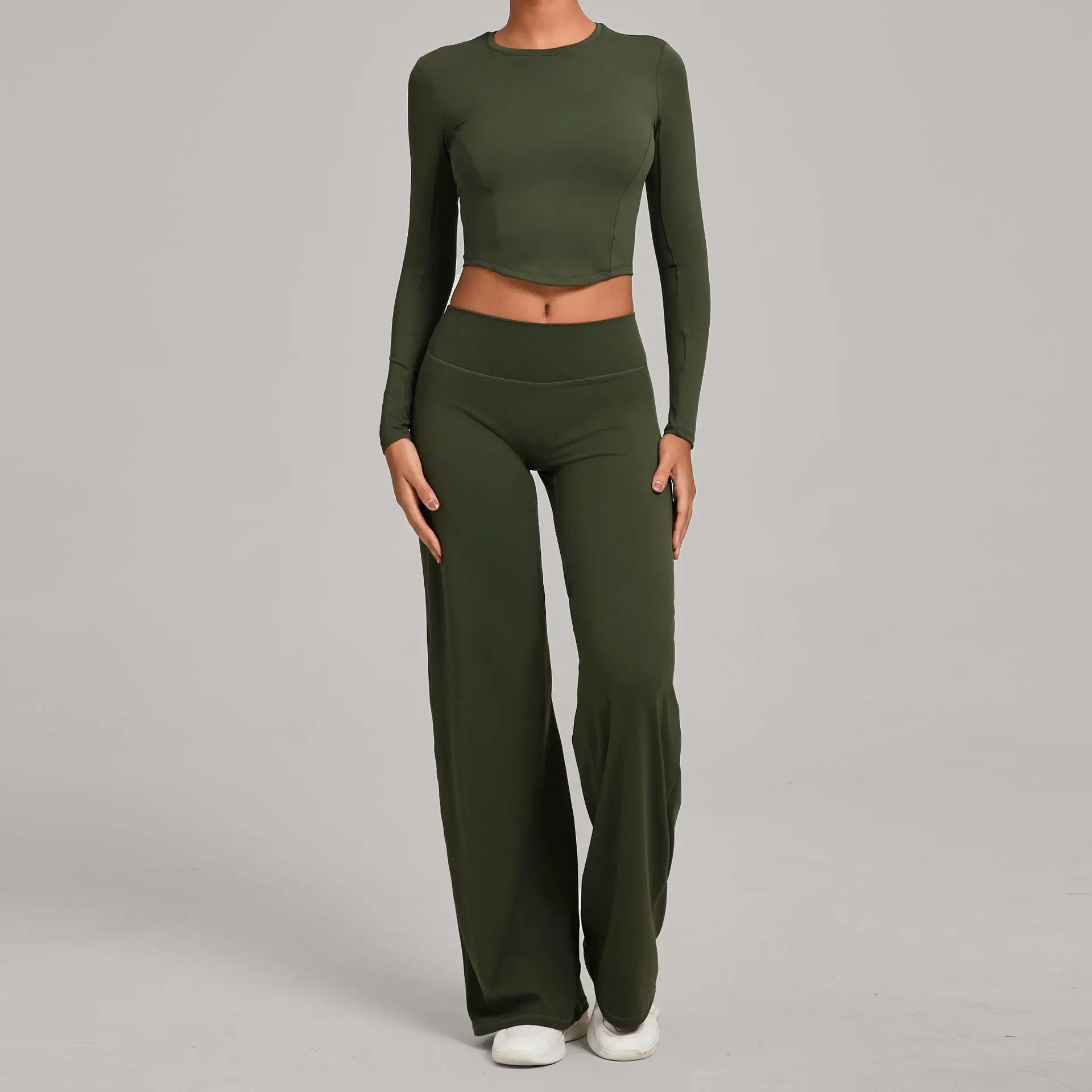 2PCS Yoga Set Women Yoga Pant Workout Tracksuit Sportswear Gym High Waist Straight Leg Bottoms Fitness Bta Sports Suit XP01