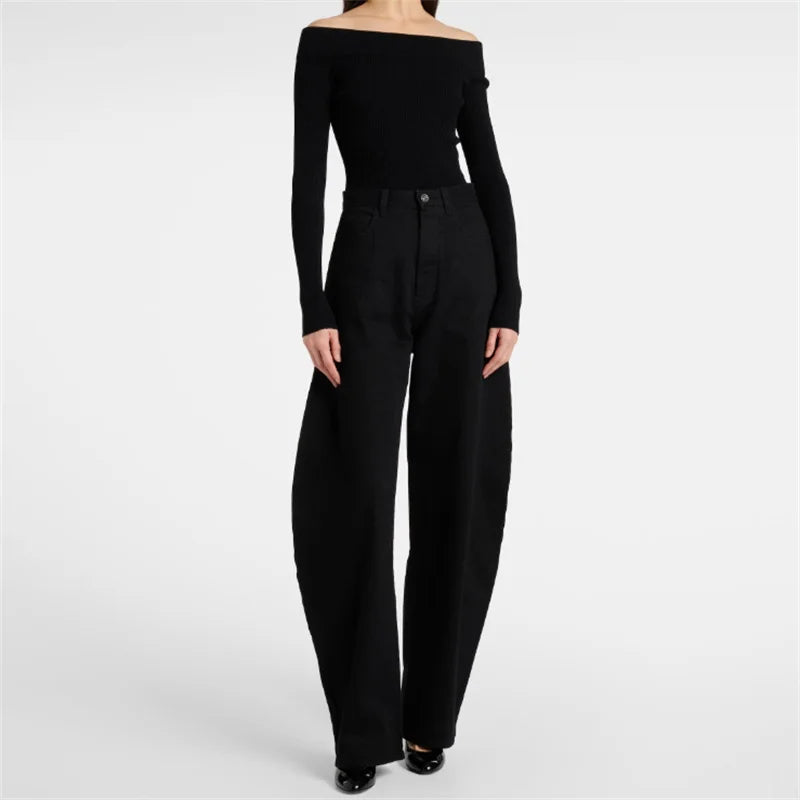 High Waist Straight Denim Pants