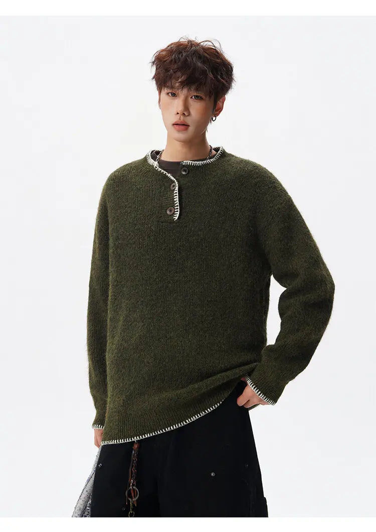 Korean Button Knit Pullover