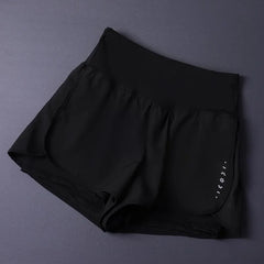 Women's 2 in 1 Shorts with Pockets - Lightweight Breathable Loose Anti-Disclosure Split Side for Yoga Running Gym