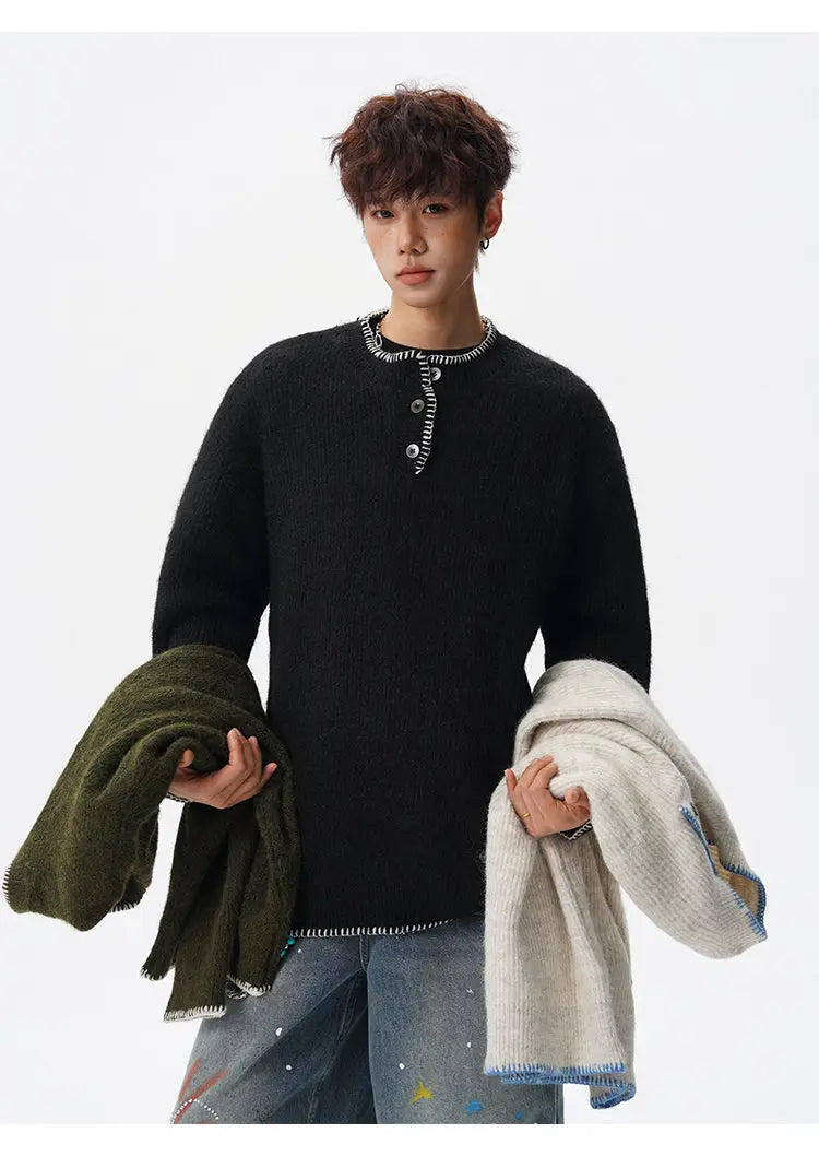 Korean Button Knit Pullover