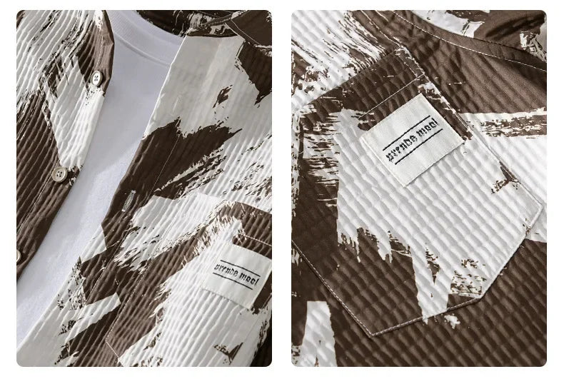 High-quality long-sleeved shirt for new autumn fashion, trendy brand, handsome business style, textured striped shirt, slim fit