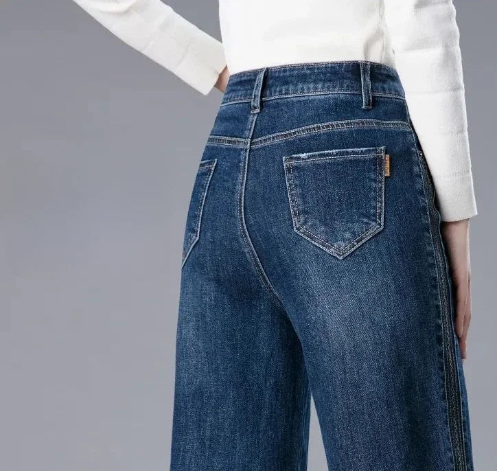 Trousers New In High Waist Shot Wide Leg Womens Jeans 2025 Korean Style Cool Unique Vibrant Stretched Xxl Denim Pants for Women