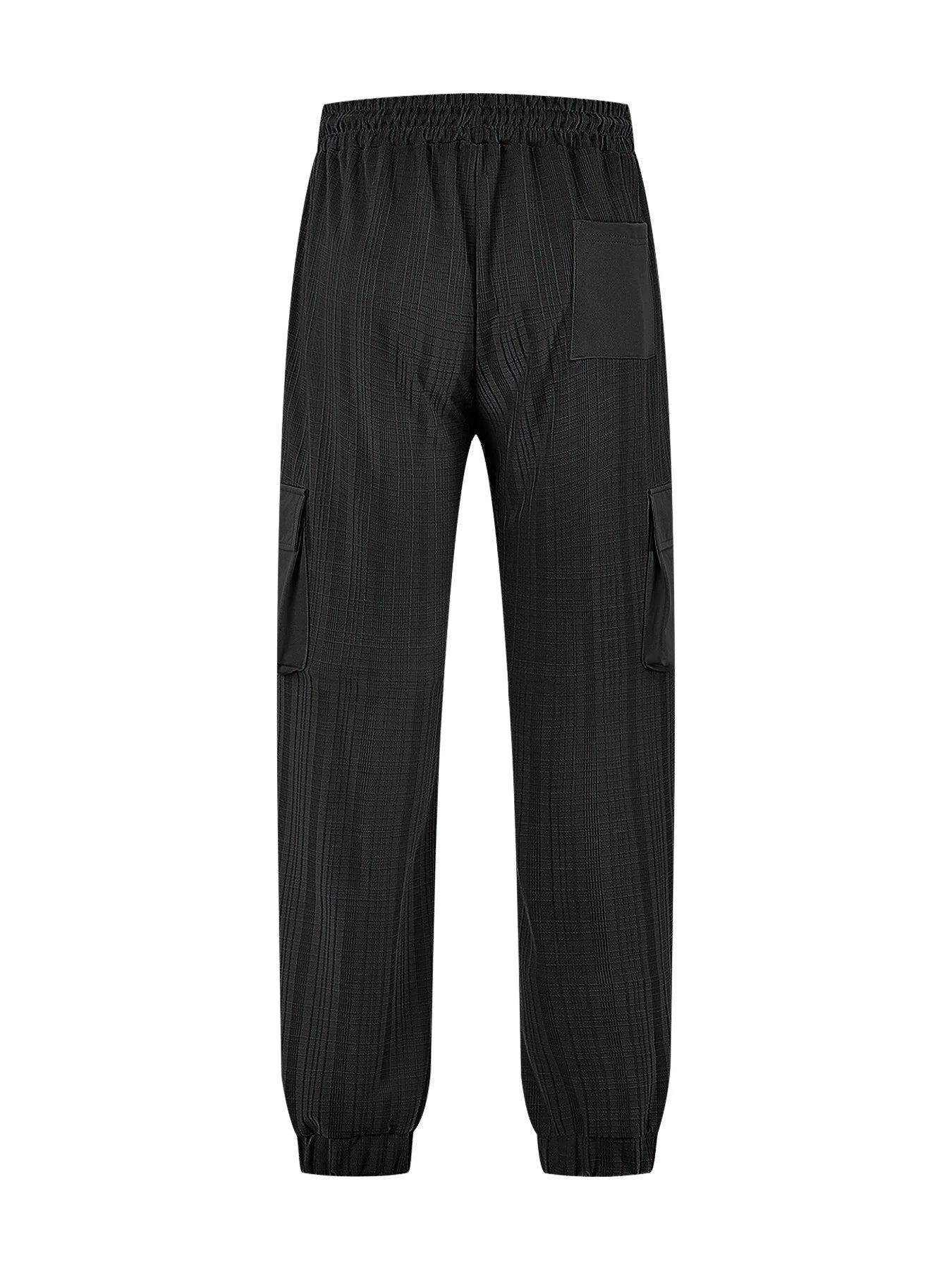Men's Grid Cargo Joggers Drawstring Elastic Waist Multi Pocket Casual Ankle Length Trousers