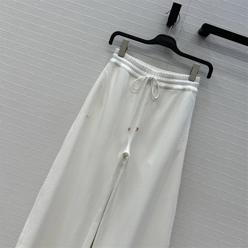 Elastic Waist Cotton Wide Pants