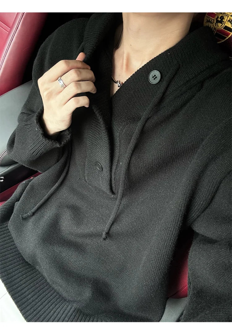 New Autumn Winter Sweaters for Men Loose Trendy Brand Hooded Pullover Sweaters