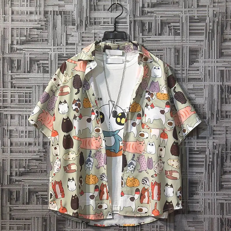 Printed Shirts and Blouses for Men Colourful Hip Hop Clothing Geometric Funny Man Tops Hawaiian Graphic with Pocket Floral Xxl S