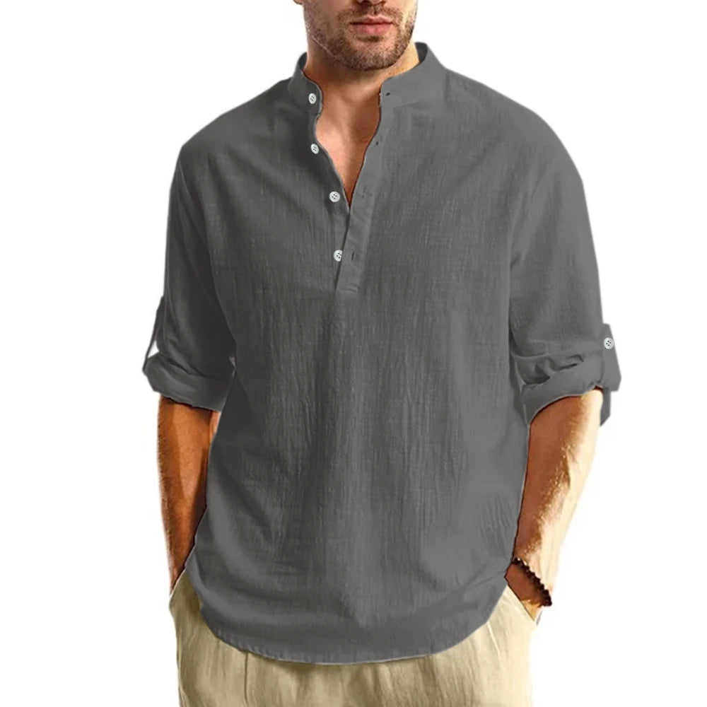 Lightweight Henley Casual Shirt Men