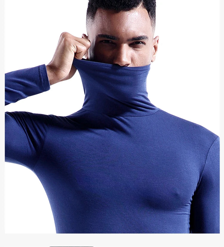 Autumn Winter Mens Turtleneck Sweaters Casual Thermal Long Sleeve Slim Fit Pullovers Stretch Basic Tops Sweatshirt Jumper TShirt