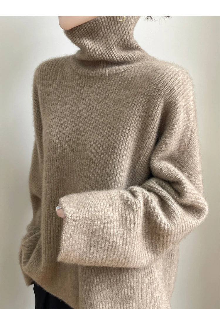 Elegant Merino Turtleneck Knit Sweater