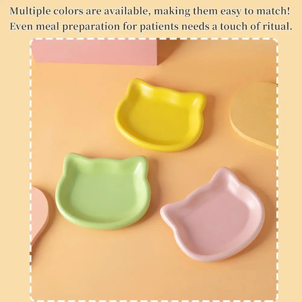 1PC Cat-Shaped Pet Bowls, Pastel Color Cute Animal Design, Non-Slip Pet Food Dish, Ideal for Cats, Trendy Pet Accessory for Home