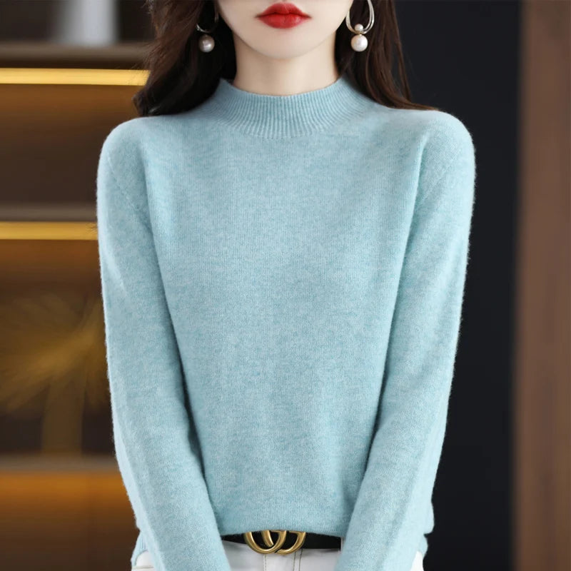 Merino Wool Mock Neck Pullover