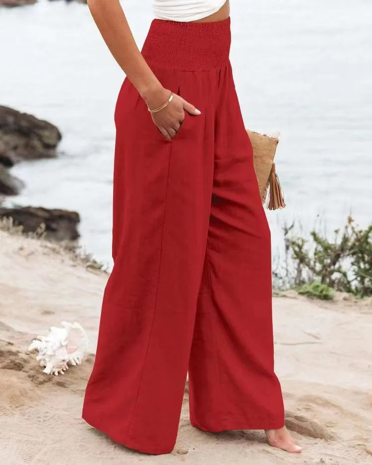 Drawstring Beach Wide Leg Pants