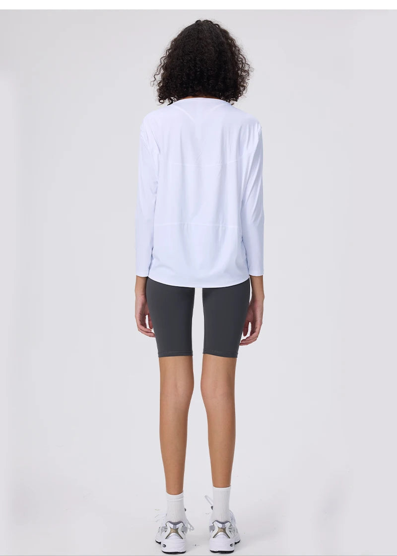 Yoga Long Sleeve Workout Top Running Clothes Physical Shirts & Blouses Top Fitness Loose T-shirt Clothing Sportswear Woman Gym