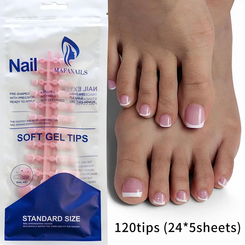 New 120Pes False Nails on Legs French Short Sguare Press on Toe Nails Foot False Nails Feet for Women JZJCDJ01