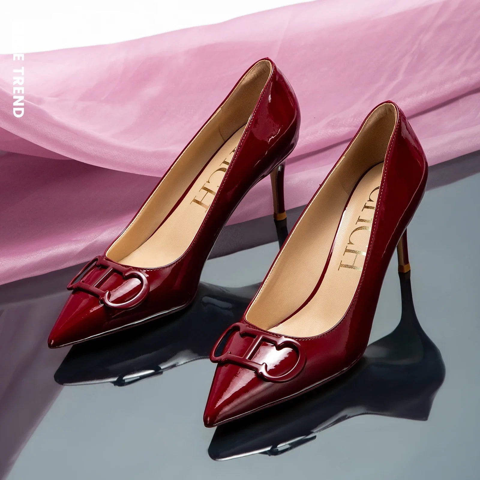 Black Patent T Strap Heels