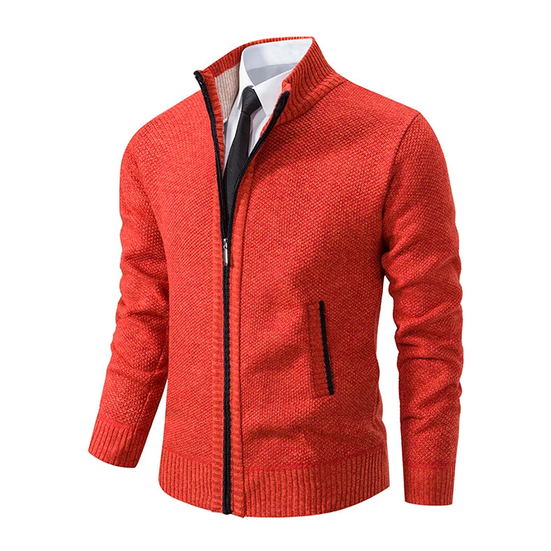 Stand Collar Fleece Zip Cardigan