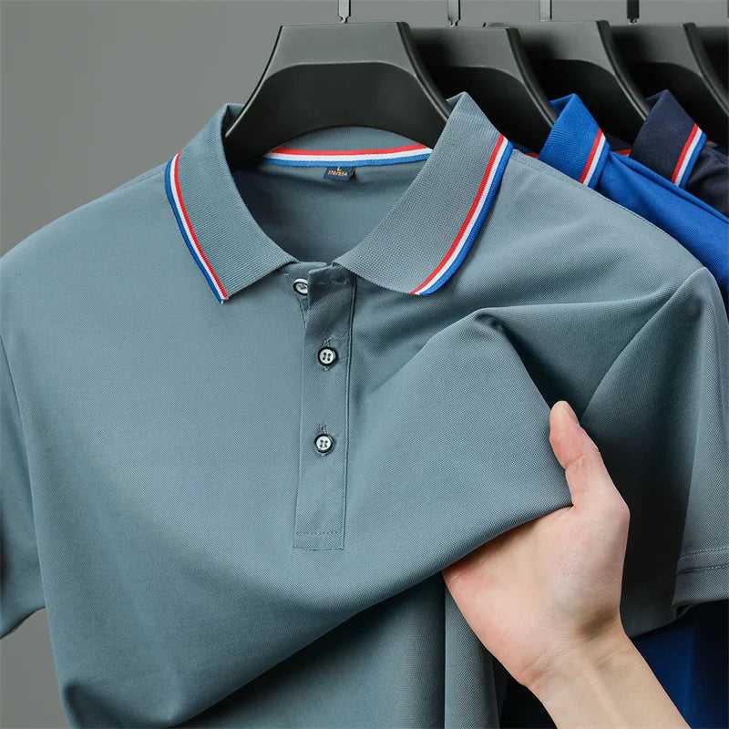Men's Casual Solid Color Short Sleeve Polo Shirt  Summer Fashionable Comfortable Versatile Top for Men