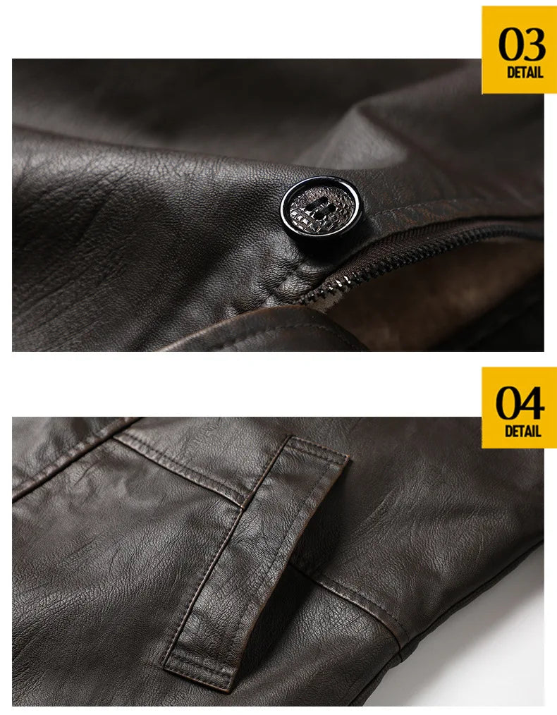 Vintage Faux Leather Winter Coat