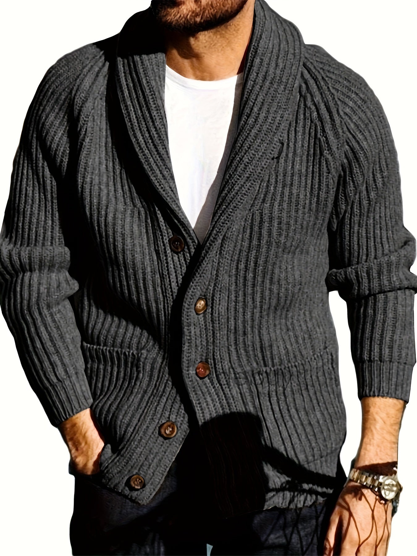 Shawl Cable Knit Cardigan