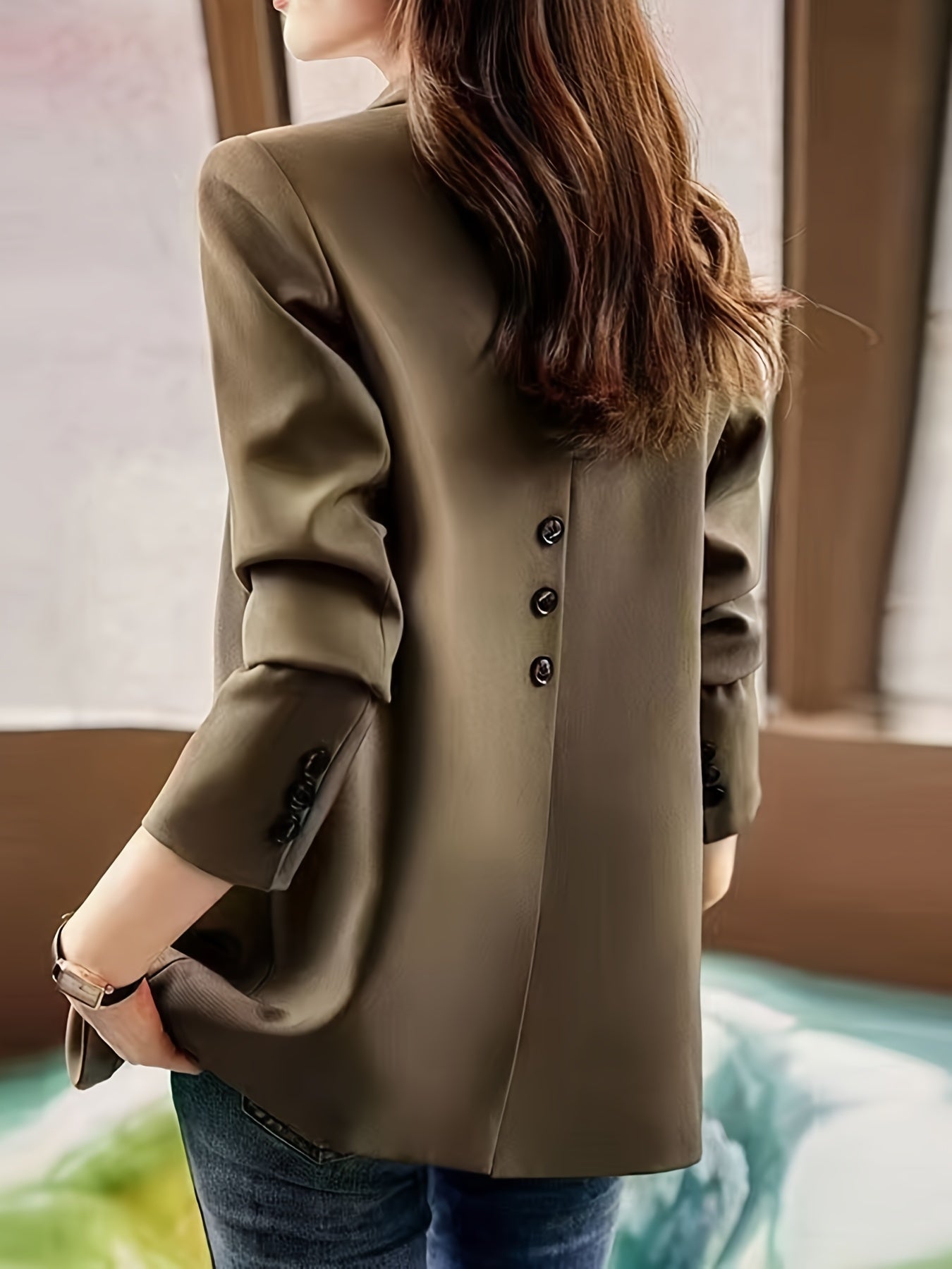 Notched Lapel Woven Blazer