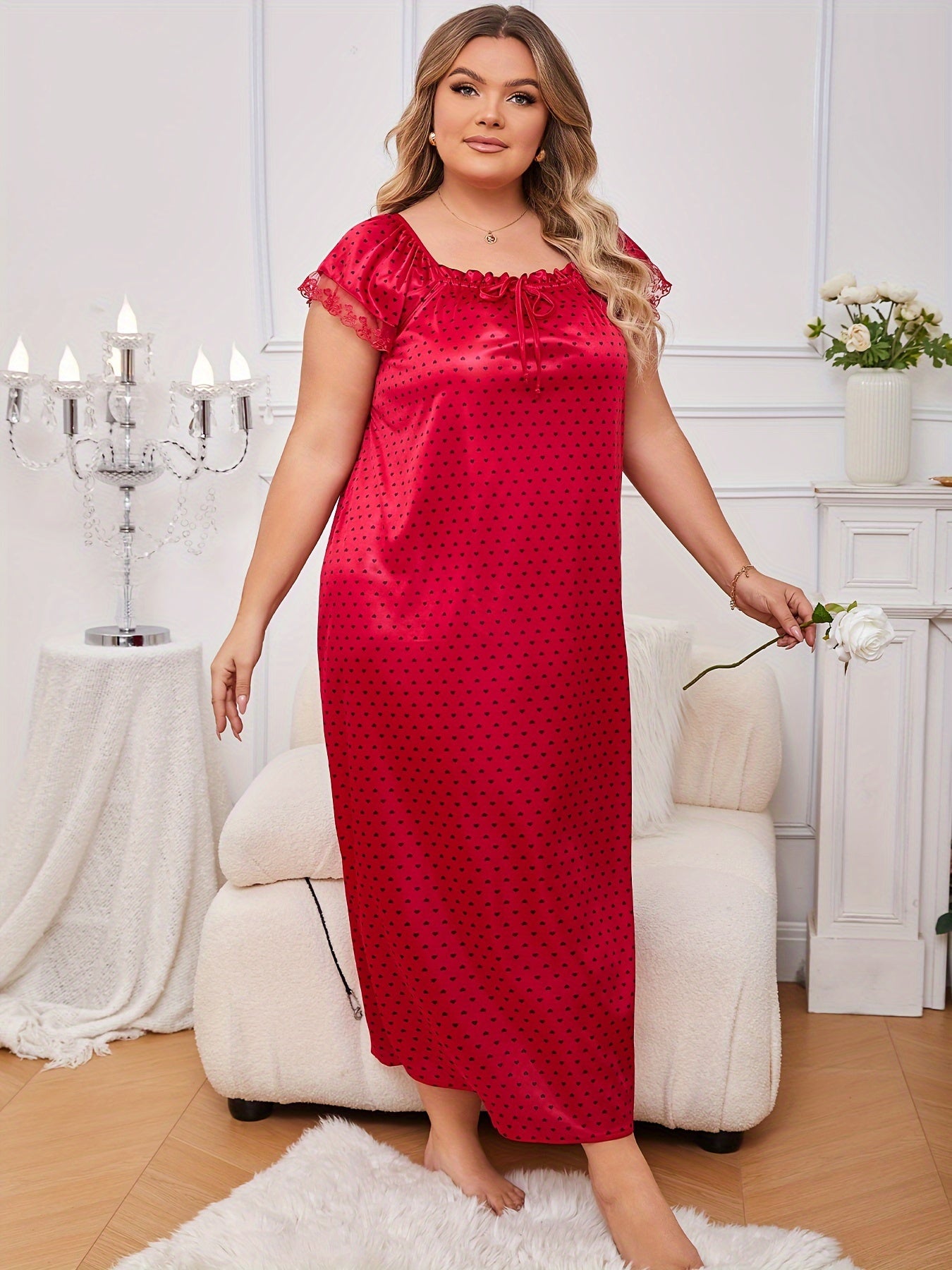 Plus Size Heart Print Night Dress