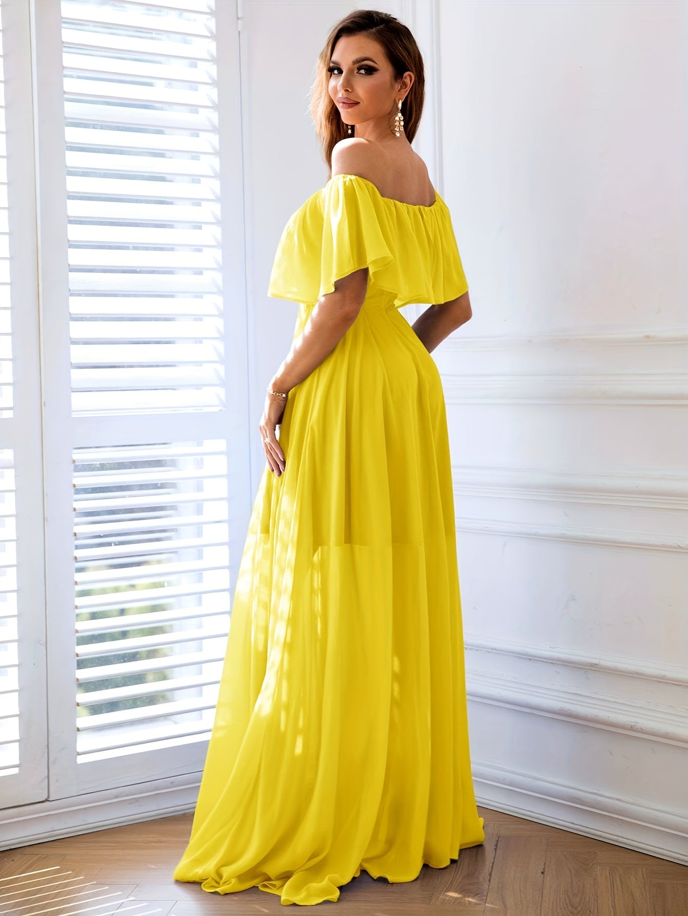 Layered Off Shoulder Bridesmaid Dress