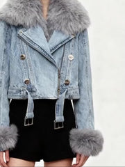 Women’s Short Faux Fur Cowboy Jacket