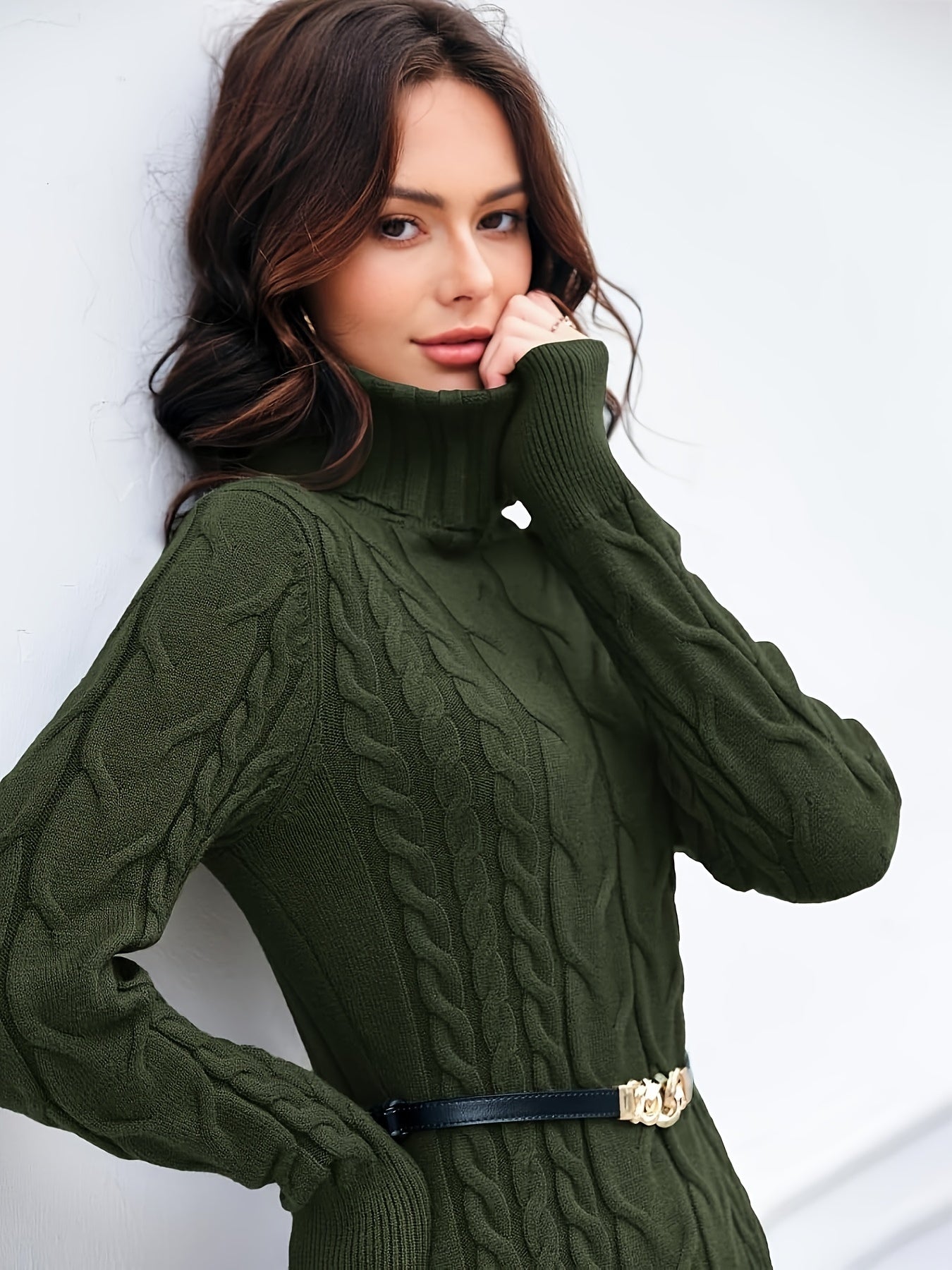 Bodycon Knit Turtleneck Dress