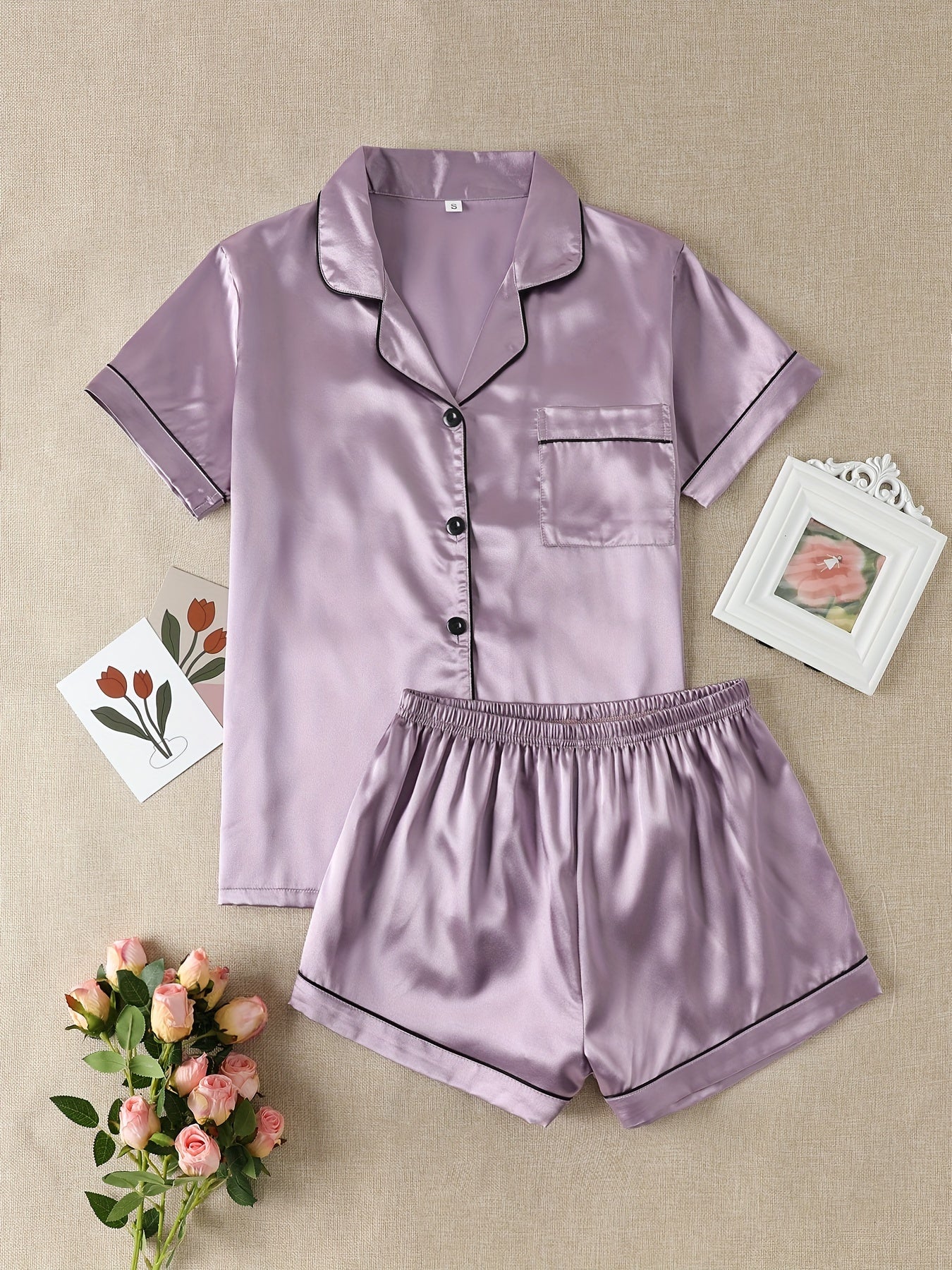 Women Satin Short Pajama Set