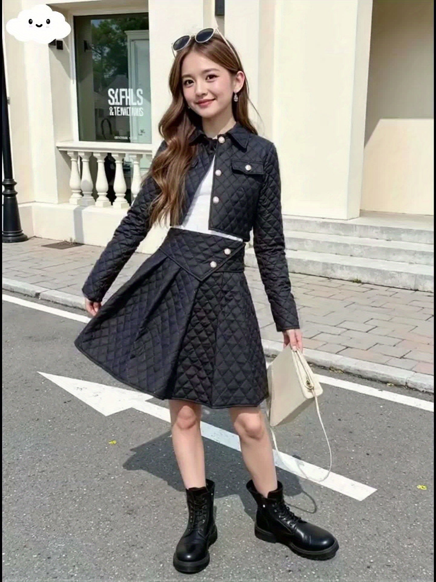 Girls’ Winter Jacket & Mini Skirt Set