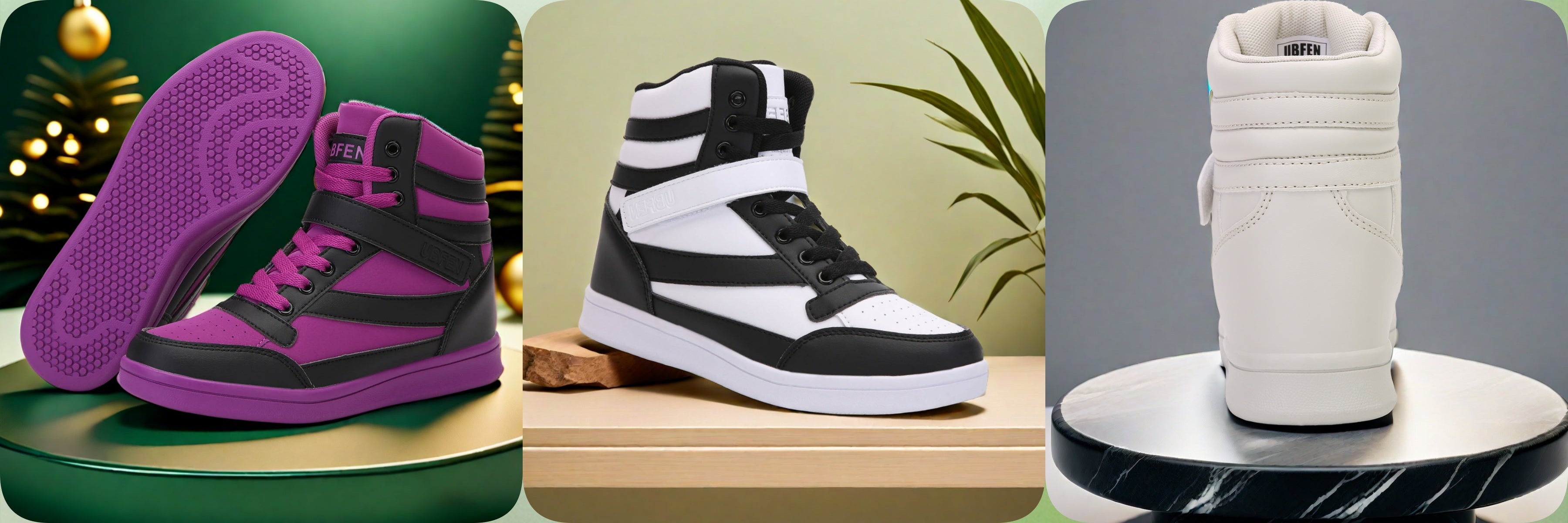 Women’s Retro High-Top Sneakers with Hidden Wedge Heel