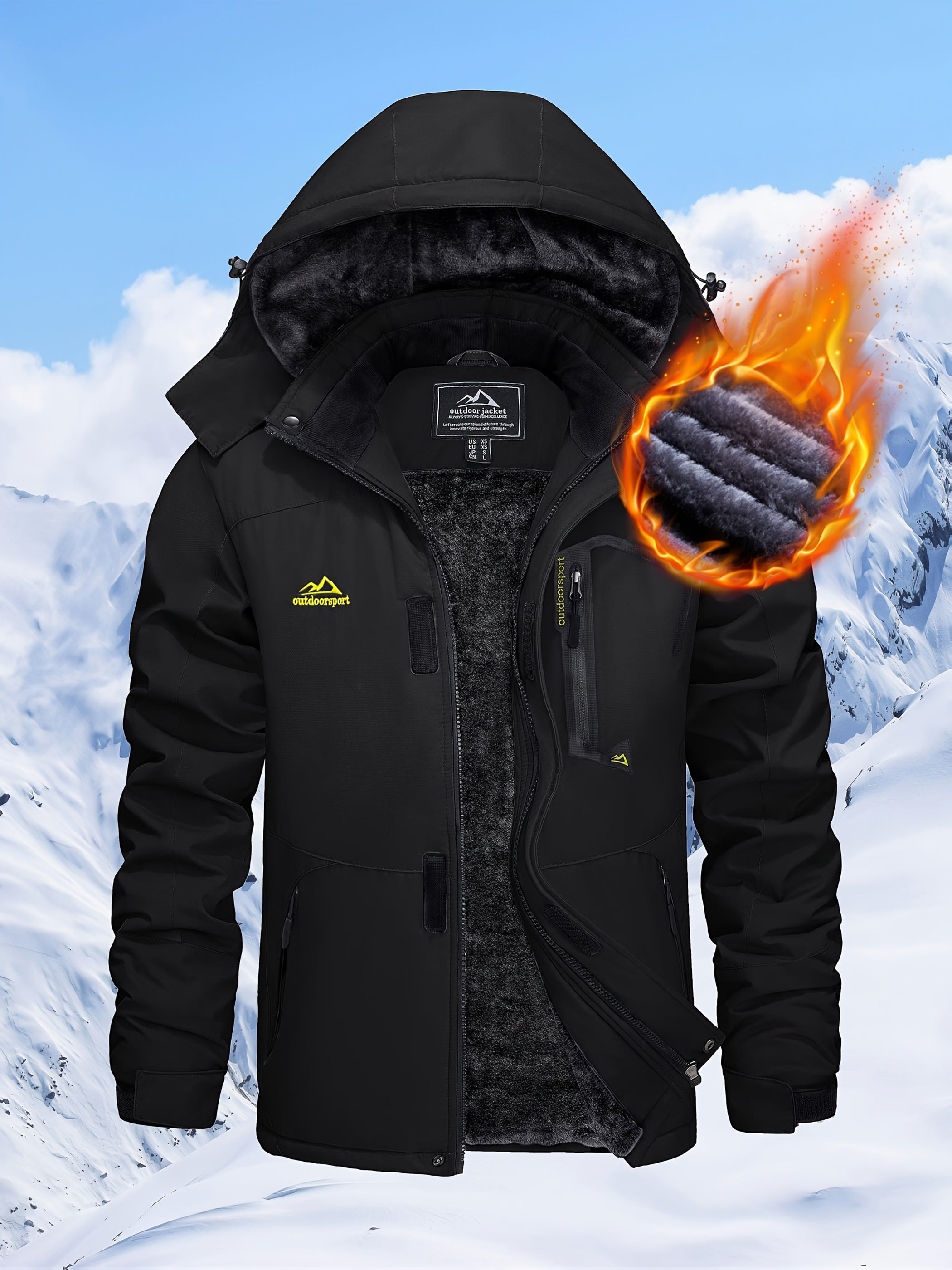 Men’s Winter Waterproof Fleece-Lined Ski Jacket