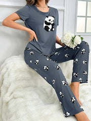 Women Panda Print Pajama Set