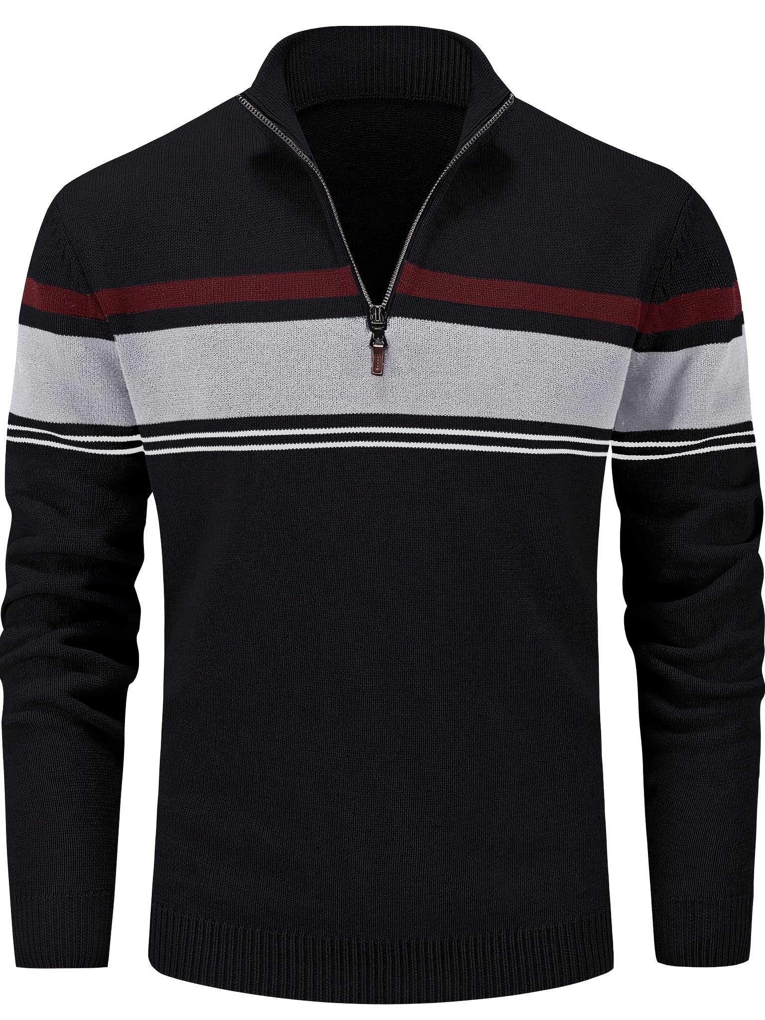 Stripe Zip Knit Pullover