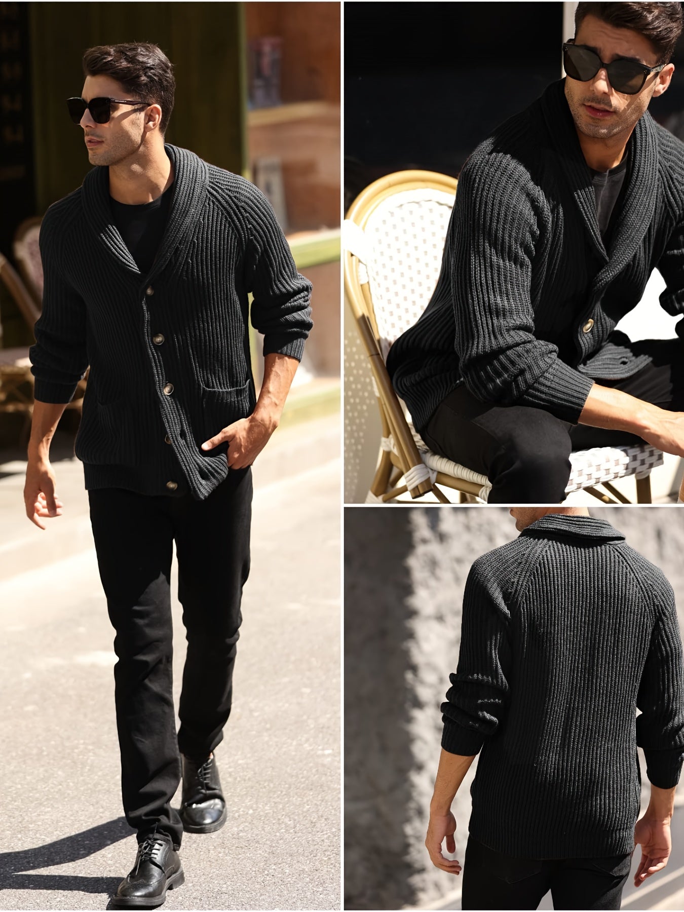 Shawl Cable Knit Cardigan