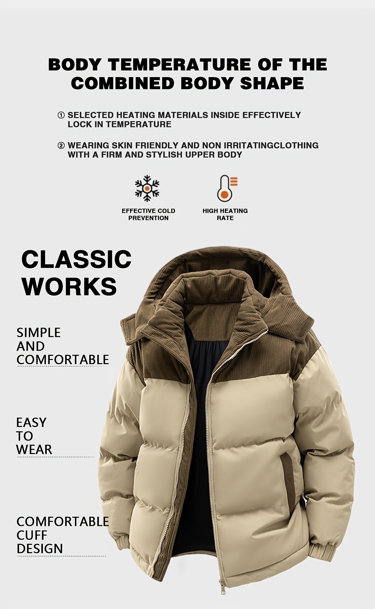 Men’s Heavy-Duty Insulated Winter Hooded Jacket