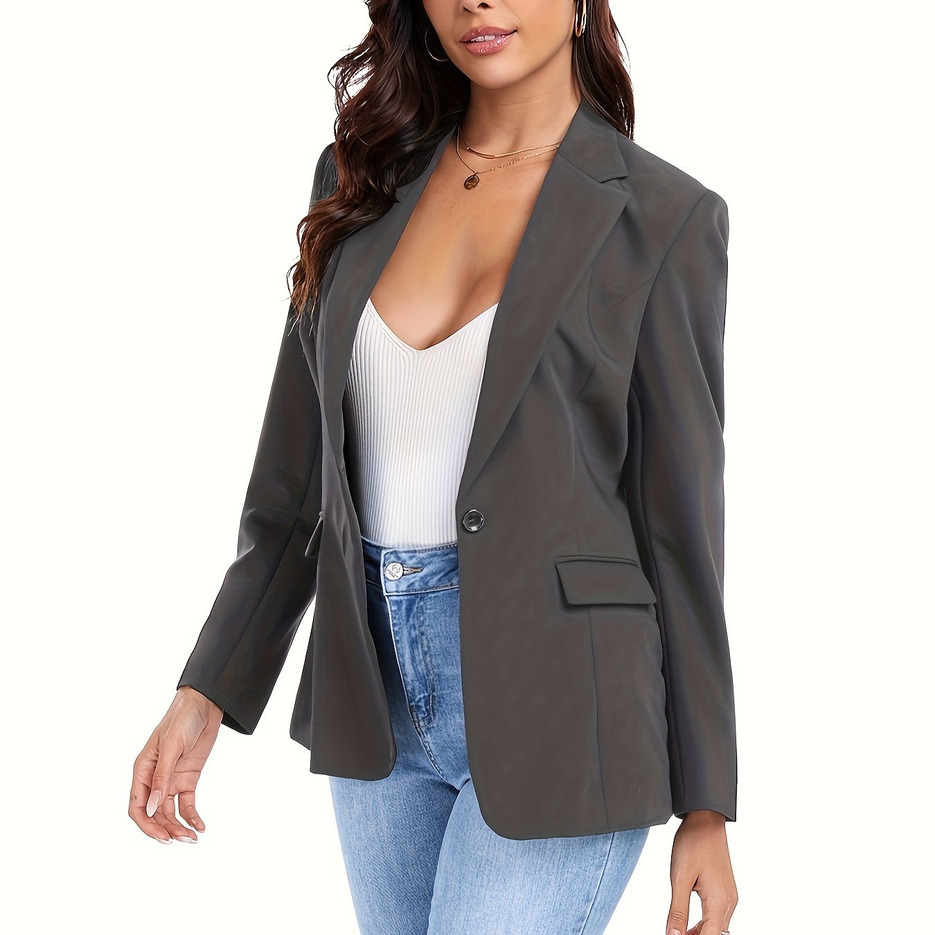 Single Button Office Work Blazer