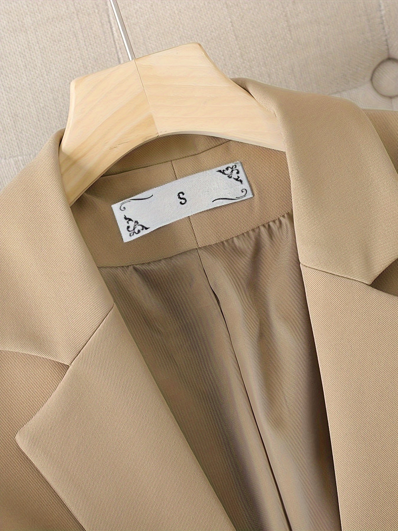 Beige Office Tailored Blazer Womens