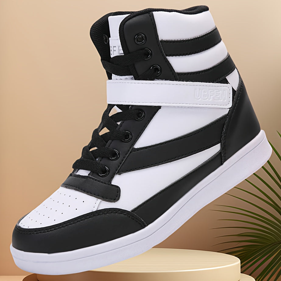 Women’s Retro High-Top Sneakers with Hidden Wedge Heel