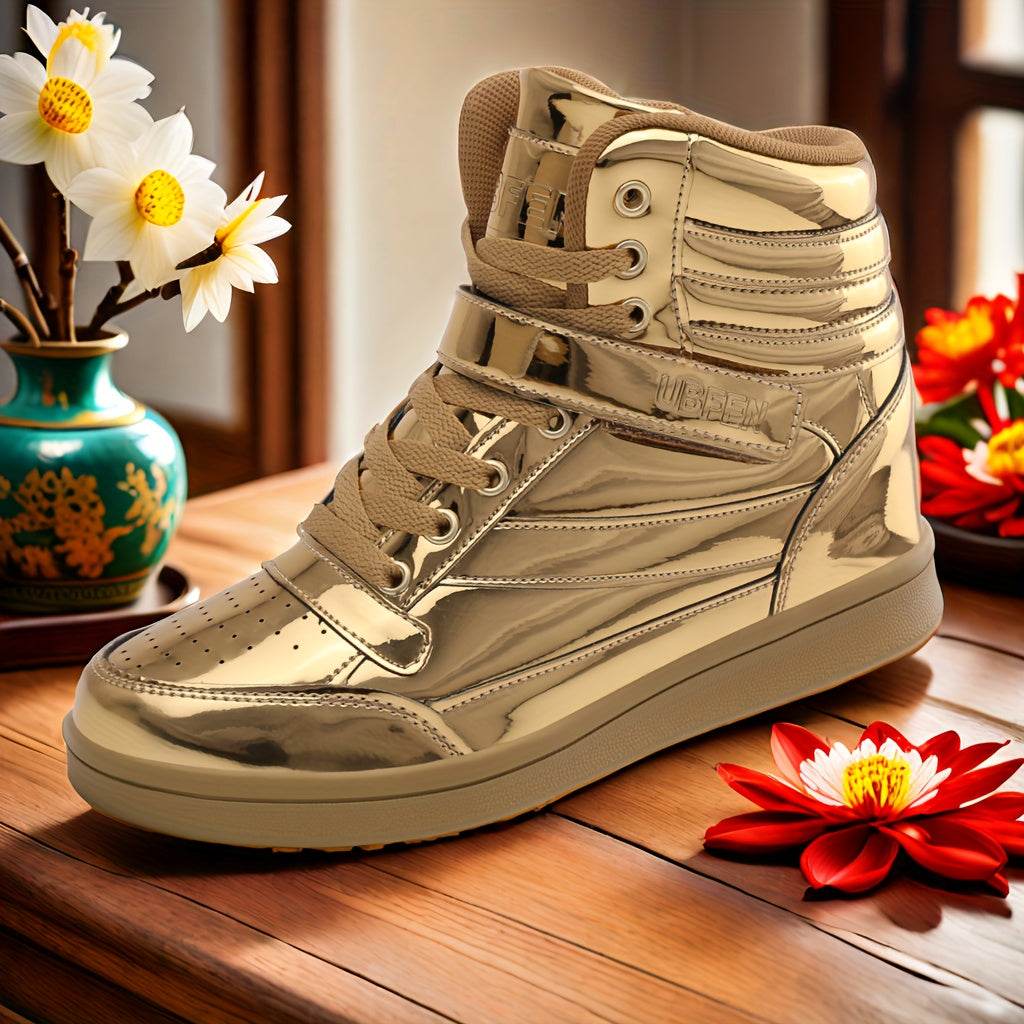 Women’s Retro High-Top Sneakers with Hidden Wedge Heel