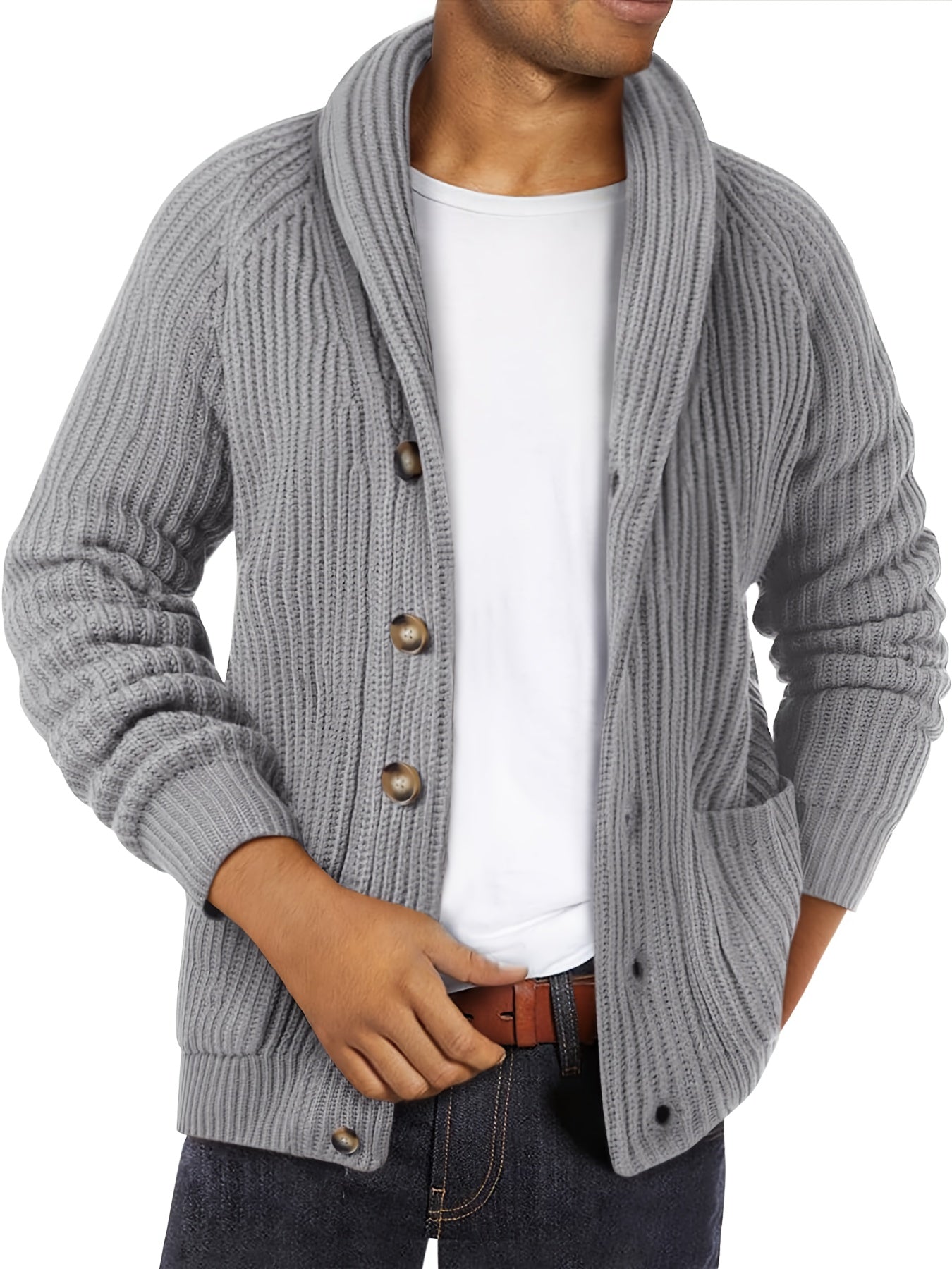 Shawl Cable Knit Cardigan