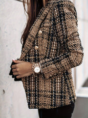 Elegant Tweed Check Office Blazer