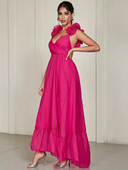 Contrast Mesh V-Neck Wedding Dress