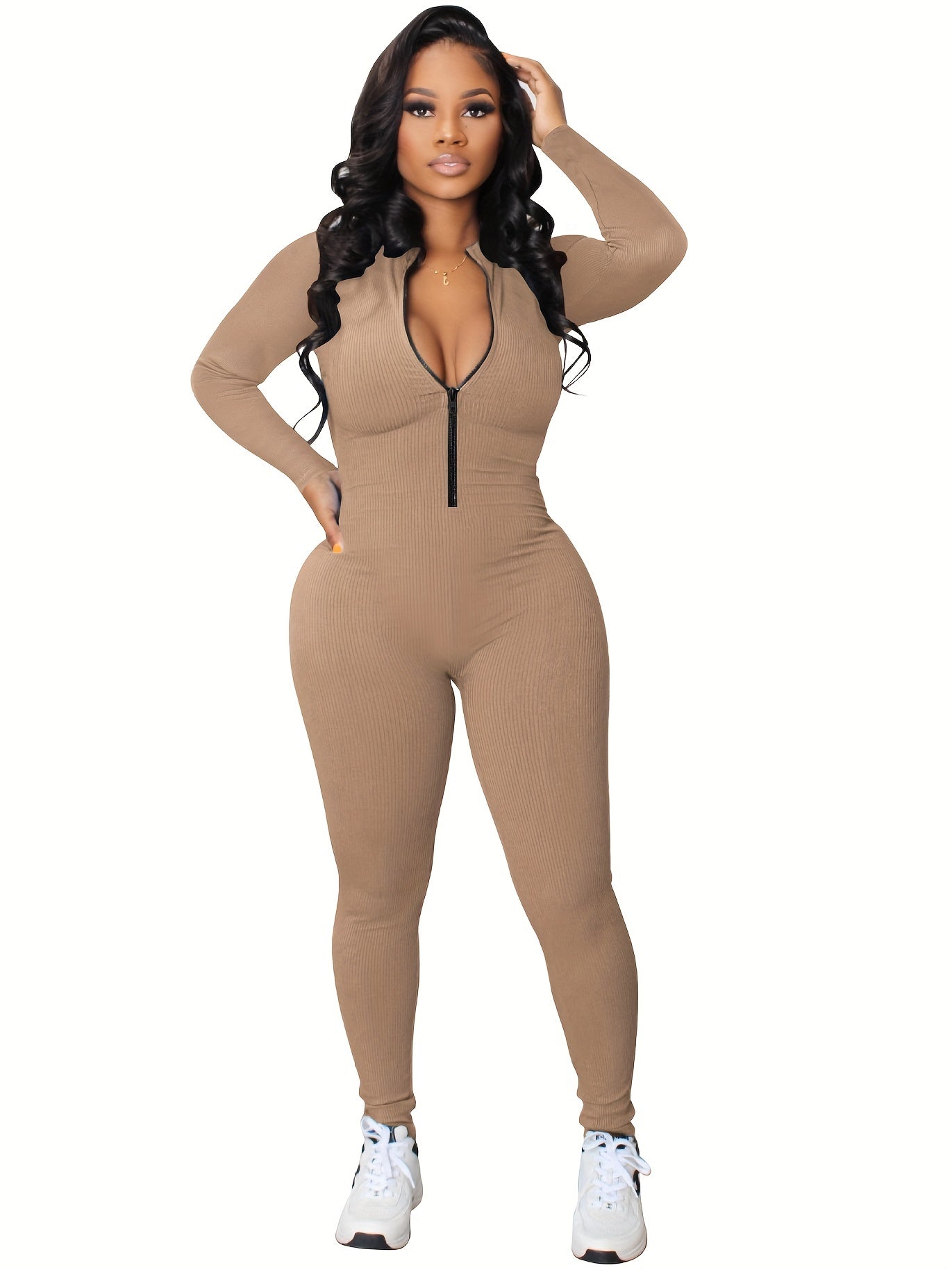 Women Zip-Front Slim Fit Jumpsuit