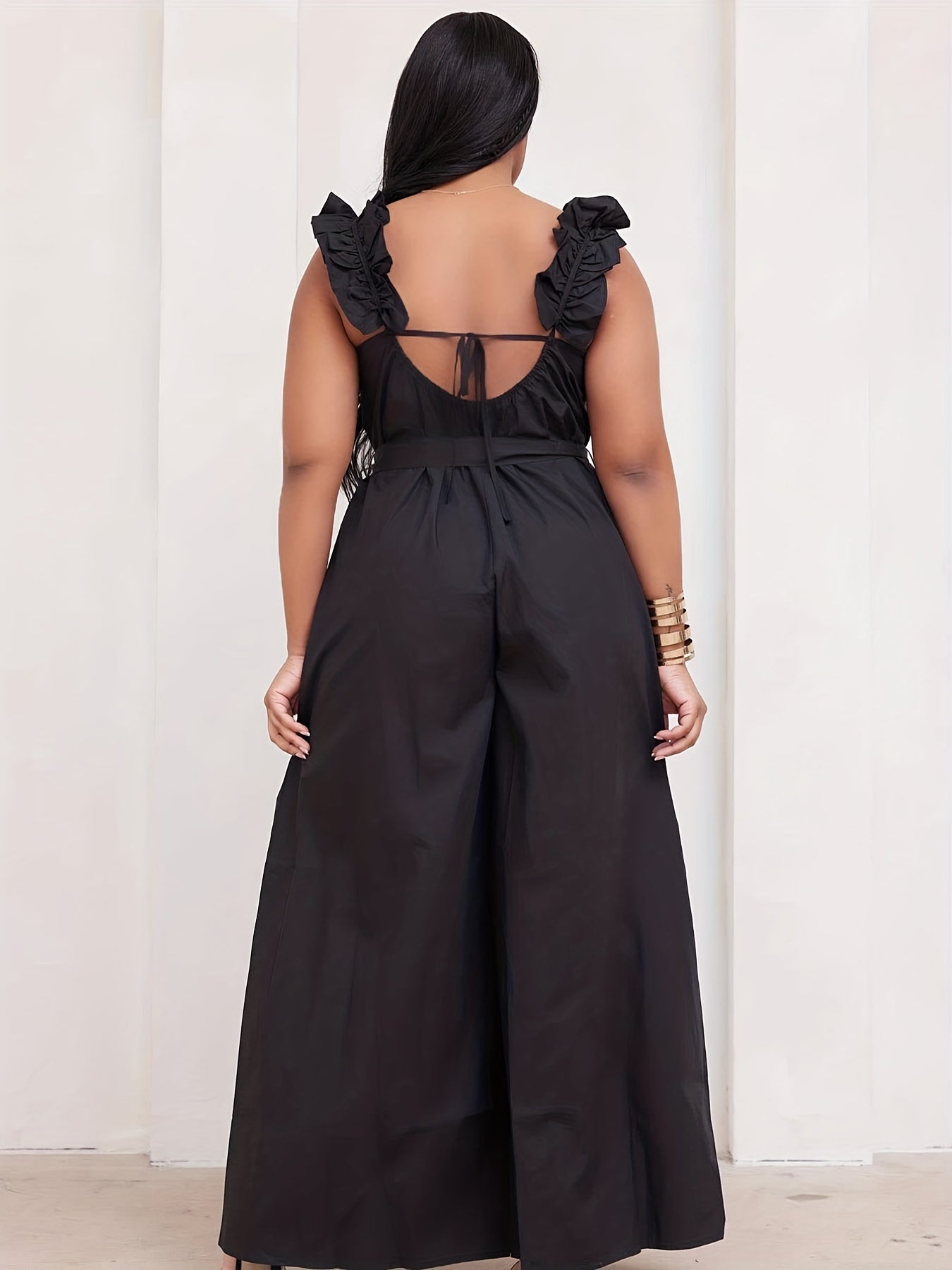 Plus Size Floral Detail Wide Leg Jumpsuit