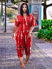 Plus Size Tie-Dye Pocket Jumpsuit